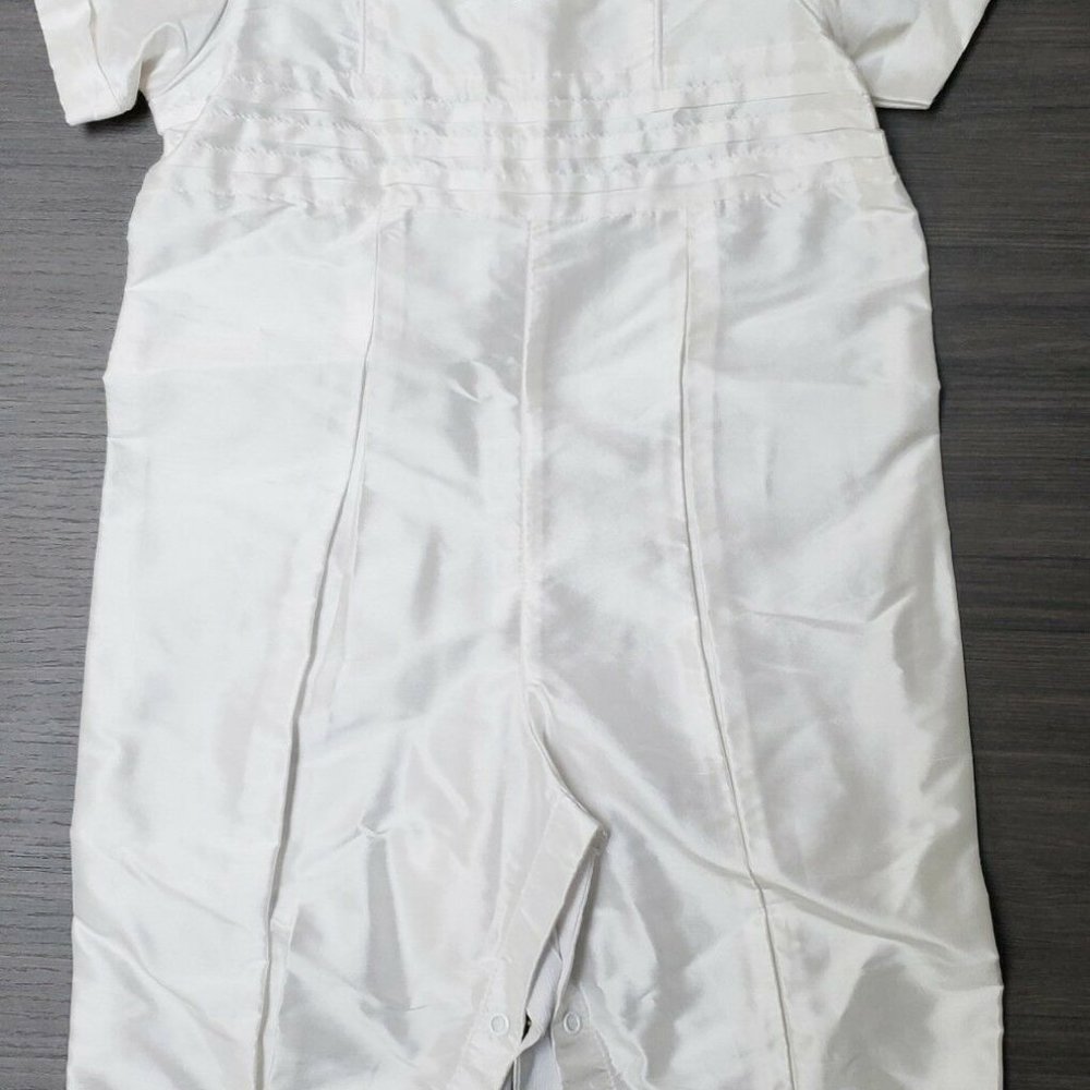 Boys 100% Silk Christening Romper 12m Off-white